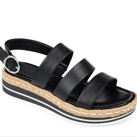 Journee Collection Robyn Platform Sandals Black 10 - Picture 1 of 7
